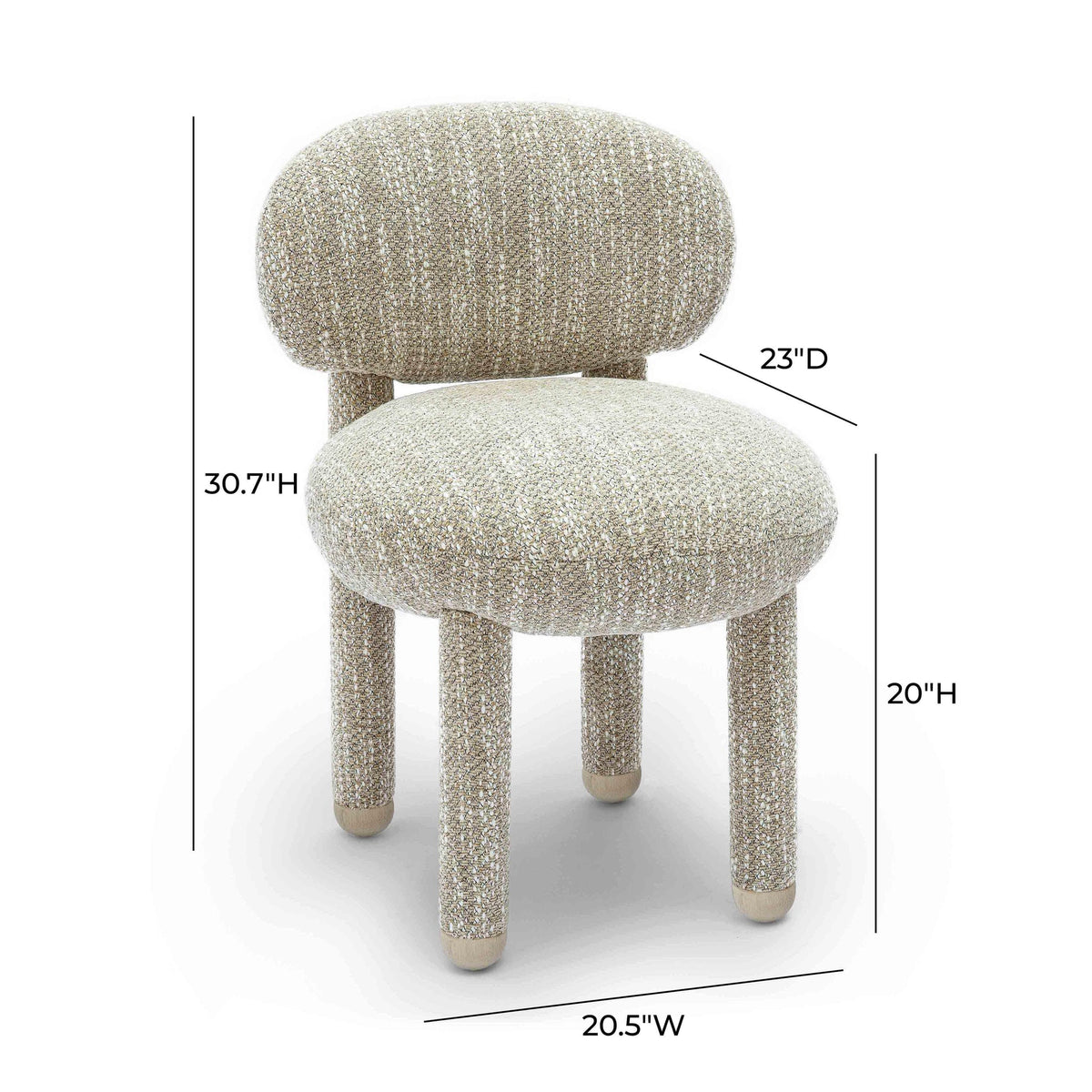 Manu Beige Nubby Performance Fabric Dining/Accent Chair