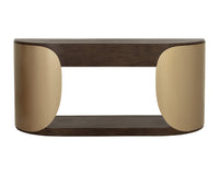 Sultana 70" Dark Oak Concrete & Brushed Brass Console Table - Indoor/Outdoor