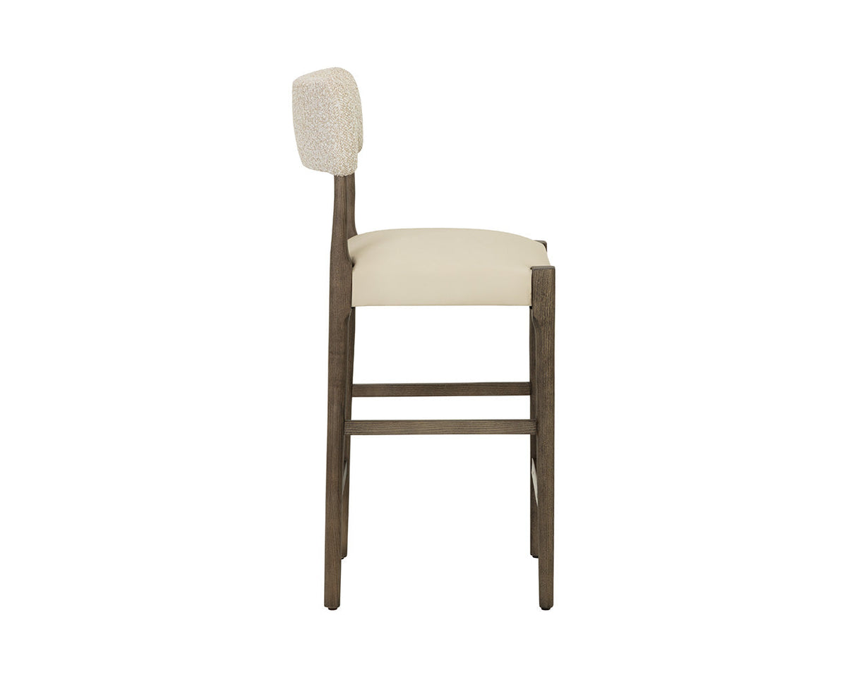 Guardi Oatmeal Fabric & Faux Leather Counter Stool