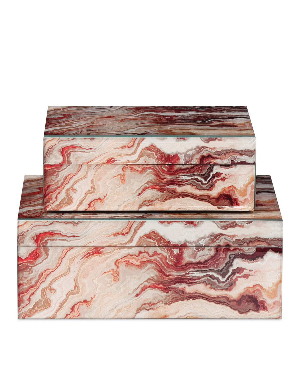 Celestial Red Swirl Boxes (Set of 2)