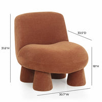 Aishen Rust Upcycled Chenille Accent Chair