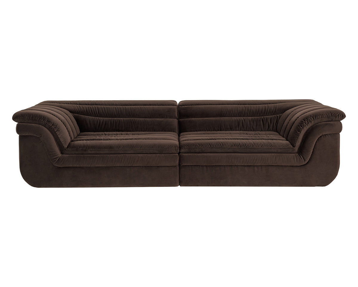Bello 115" Mink Plush Channel Tufted Sofa