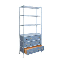 Fiona Light Blue Grasscloth & Gold Etagere