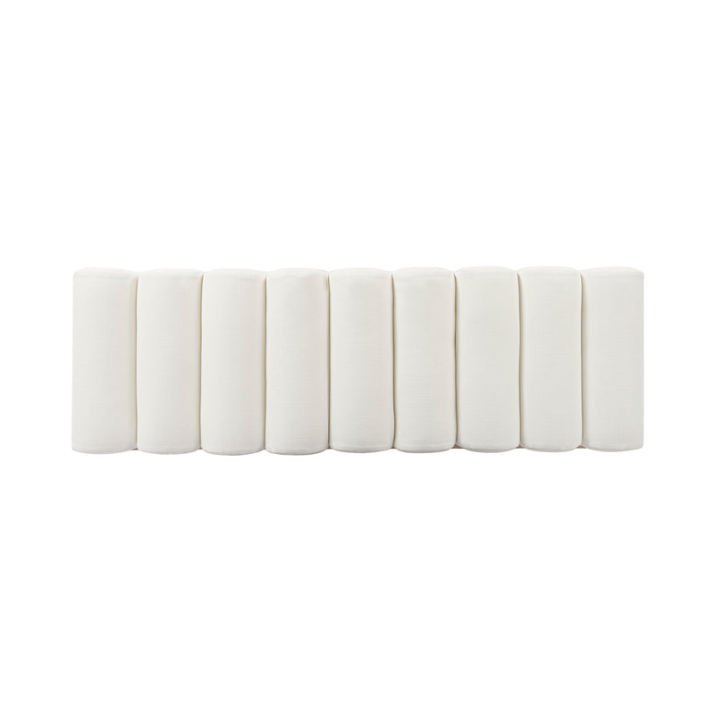 Delphine Natural White Linen & Cerused Oak Bench