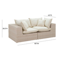 Cali 79.5" Natural Wicker Outdoor Modular Loveseat