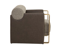 Edgar Earth Fabric, Espresso Faux Leather & Gold Accent Chair