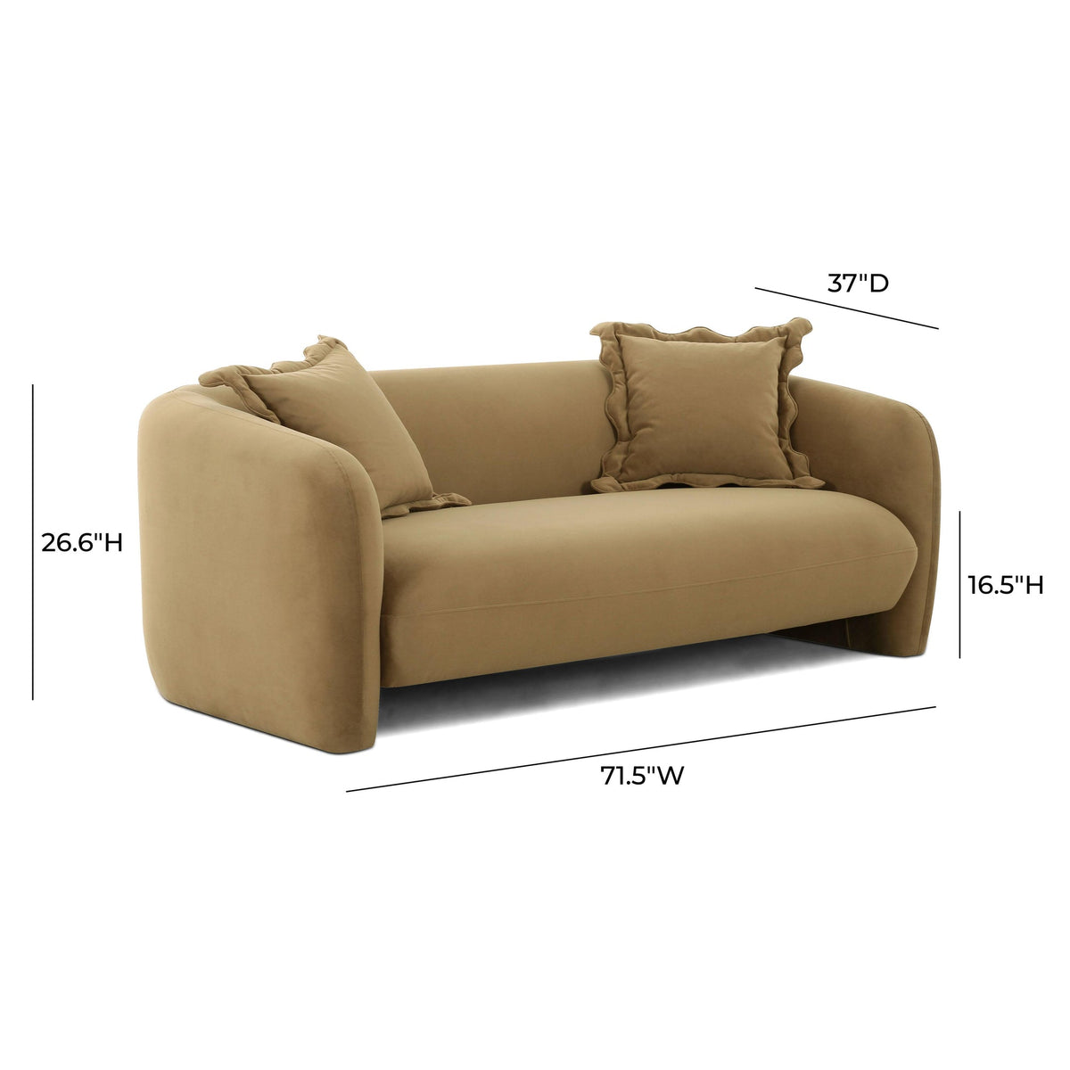 Lou 71.5” Cafe Au Lait Performance Velvet Loveseat