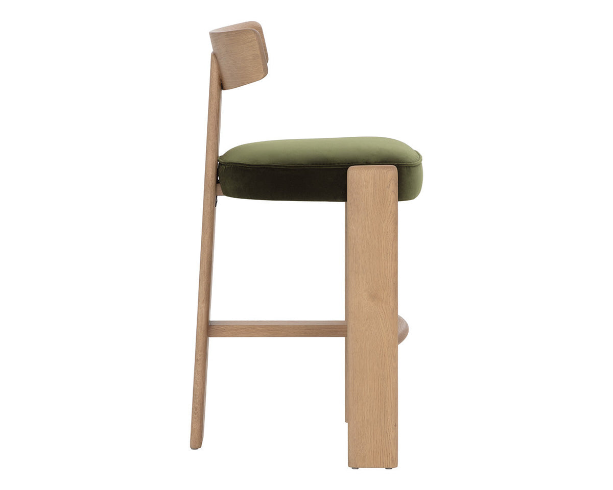 Horton Rustic Oak & Forest Green Bar Stool
