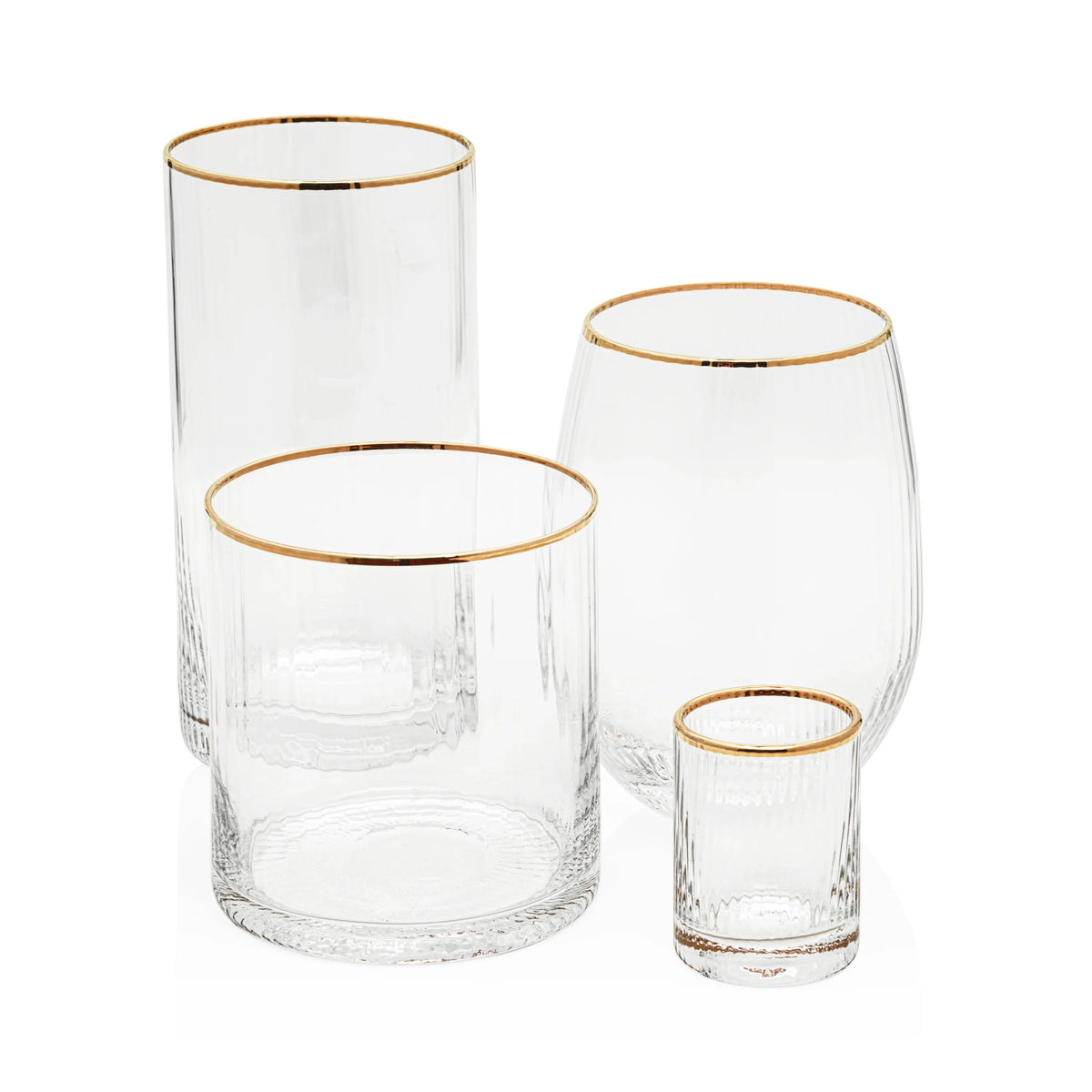 Optic Rocks Glass with Gold Rim - Set of 12