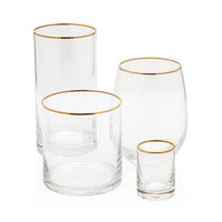 Optic Rocks Glass with Gold Rim - Set of 12