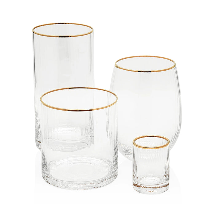 Optic Stemless All-Purpose Glass with Gold Rim - Set of 12