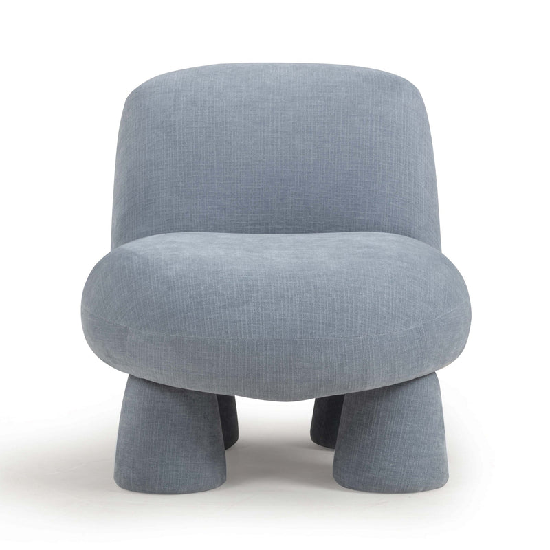 Aishen Blue Upcycled Chenille Accent Chair