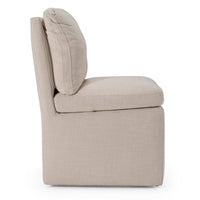 Damaris Modern Beige Linen Dining Chair With Castor Wheels