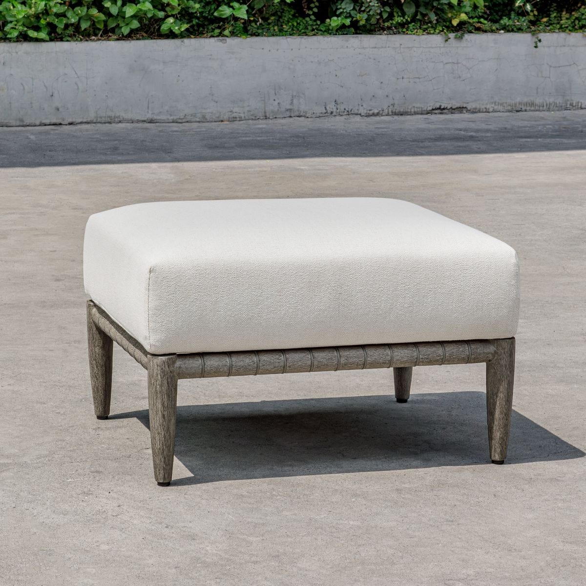 Clara White & Grey Outdoor Ottoman