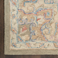 Goldie Green Ivory Wool Persian Style Area Rug