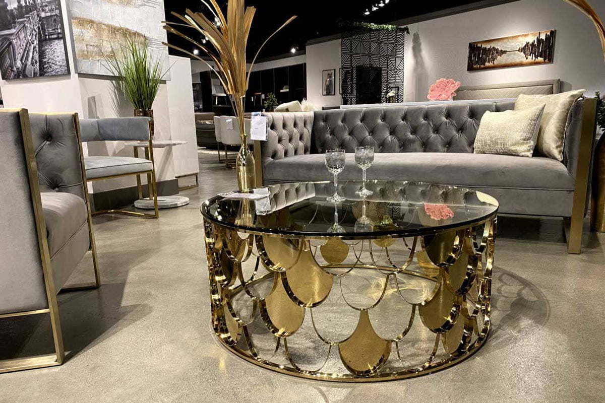 Cybele Modern Grey Velvet & Gold Accent Chair
