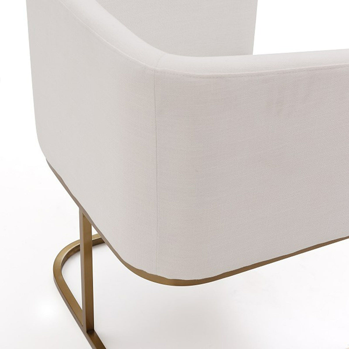 Ren Modern White Fabric & Antique Brass Dining Chair