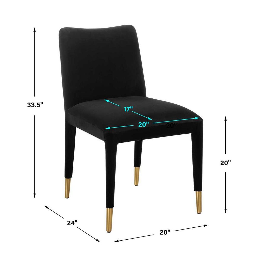 Diara Black Velvet & Gold Dining Chair  (Set of 2)