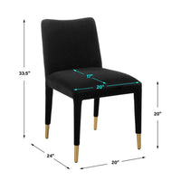 Diara Black Velvet & Gold Dining Chair  (Set of 2)