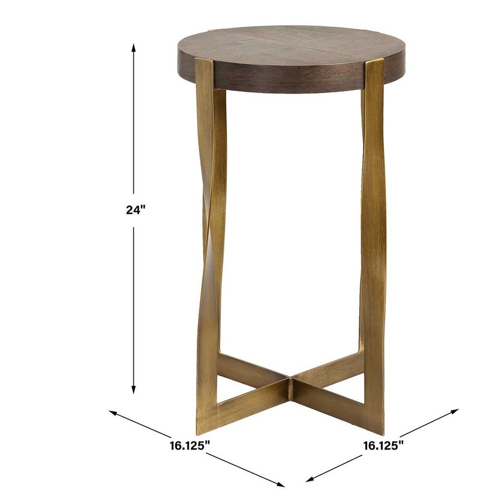 Olivia Walnut & Gold Accent Table