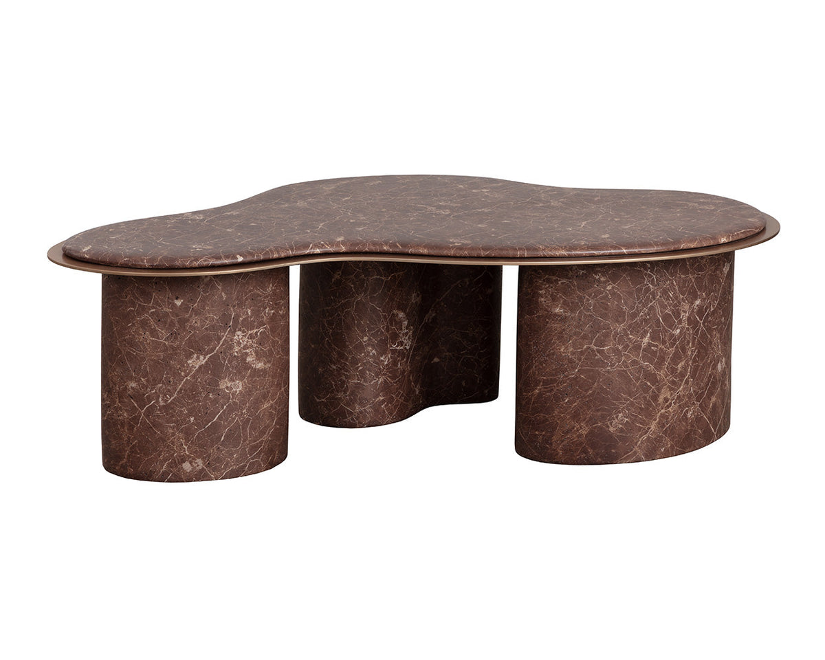 Isola 55" Faux Marble Concrete Indoor Outdoor Coffee Table