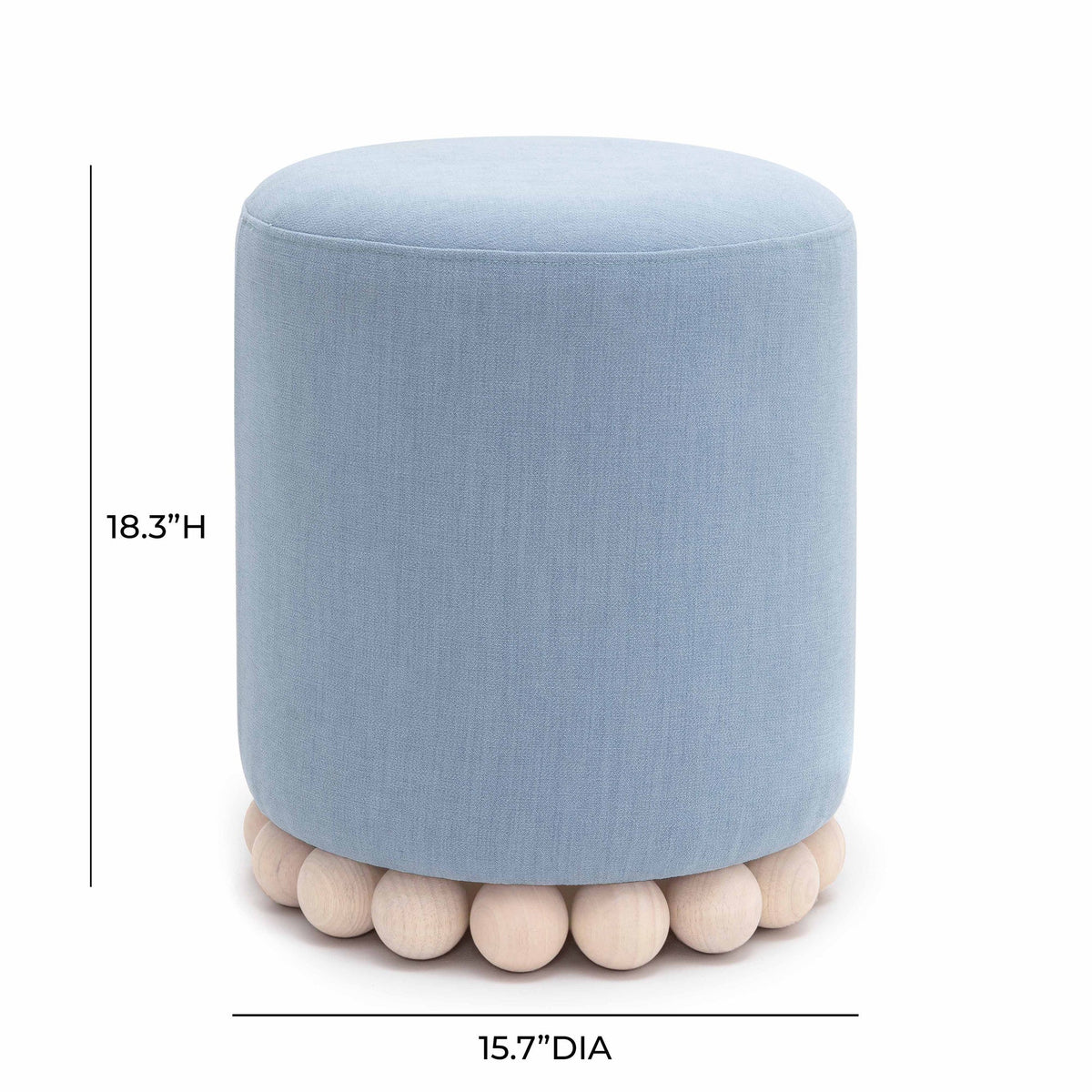 Valerie Faded Blue Upcycled Performance Fabric Ottoman