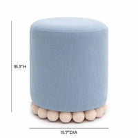 Valerie Faded Blue Upcycled Performance Fabric Ottoman