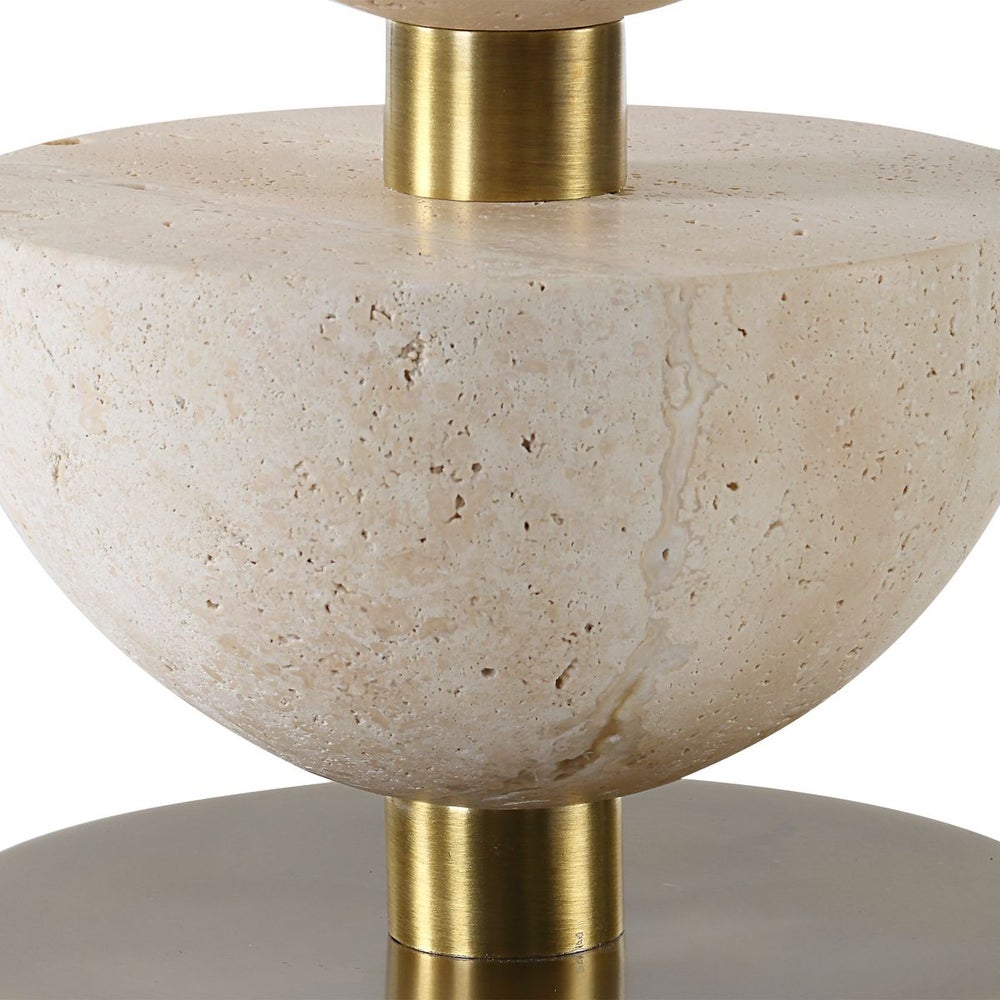 Braye Stacked Travertine & Gold Table Lamp