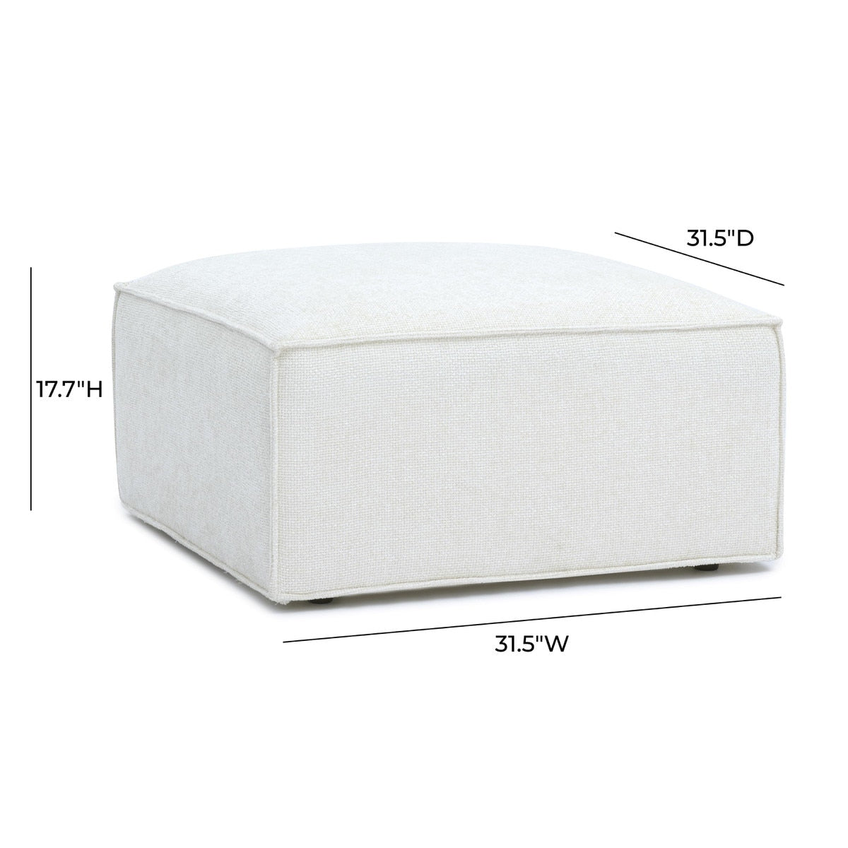 Mindy Cream Chenille Basketweave Ottoman