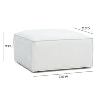 Mindy Cream Chenille Basketweave Ottoman