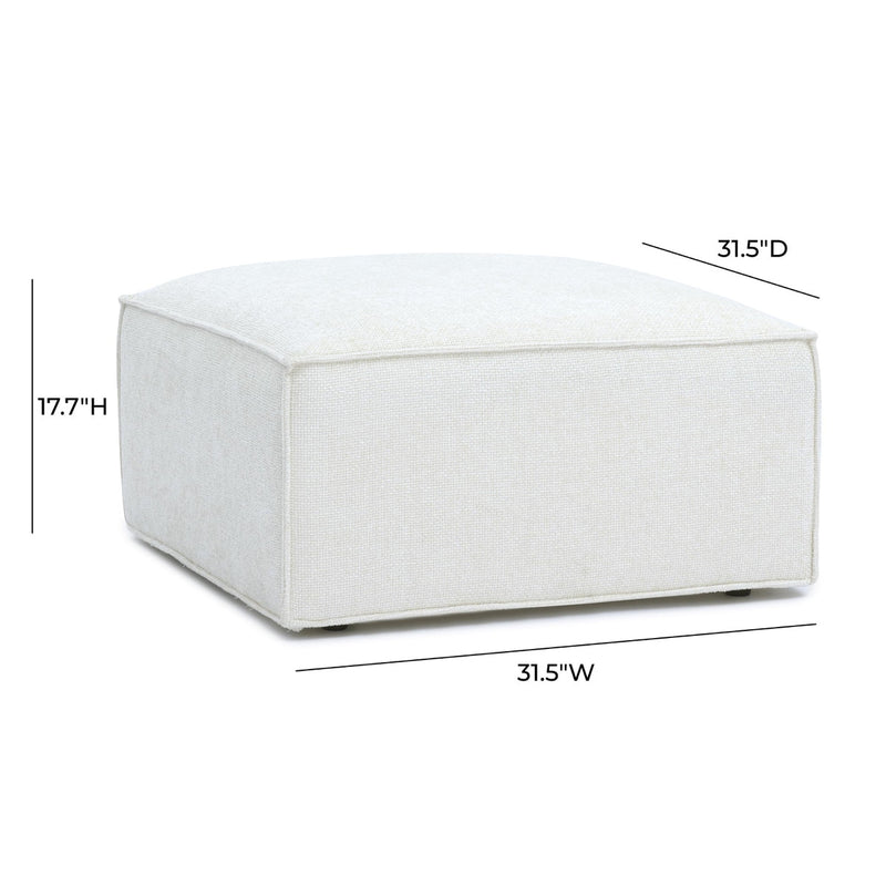 Mindy Cream Chenille Basketweave Ottoman
