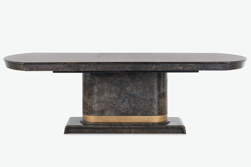 Harriet 75.5" - 97.5" Arabica Burl & Gold Extension Dining Table