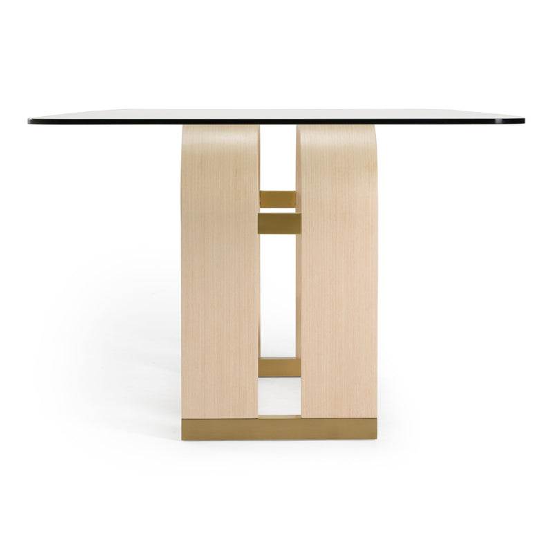 Violette Modern Glass/Natural Oak & Gold Dining Table