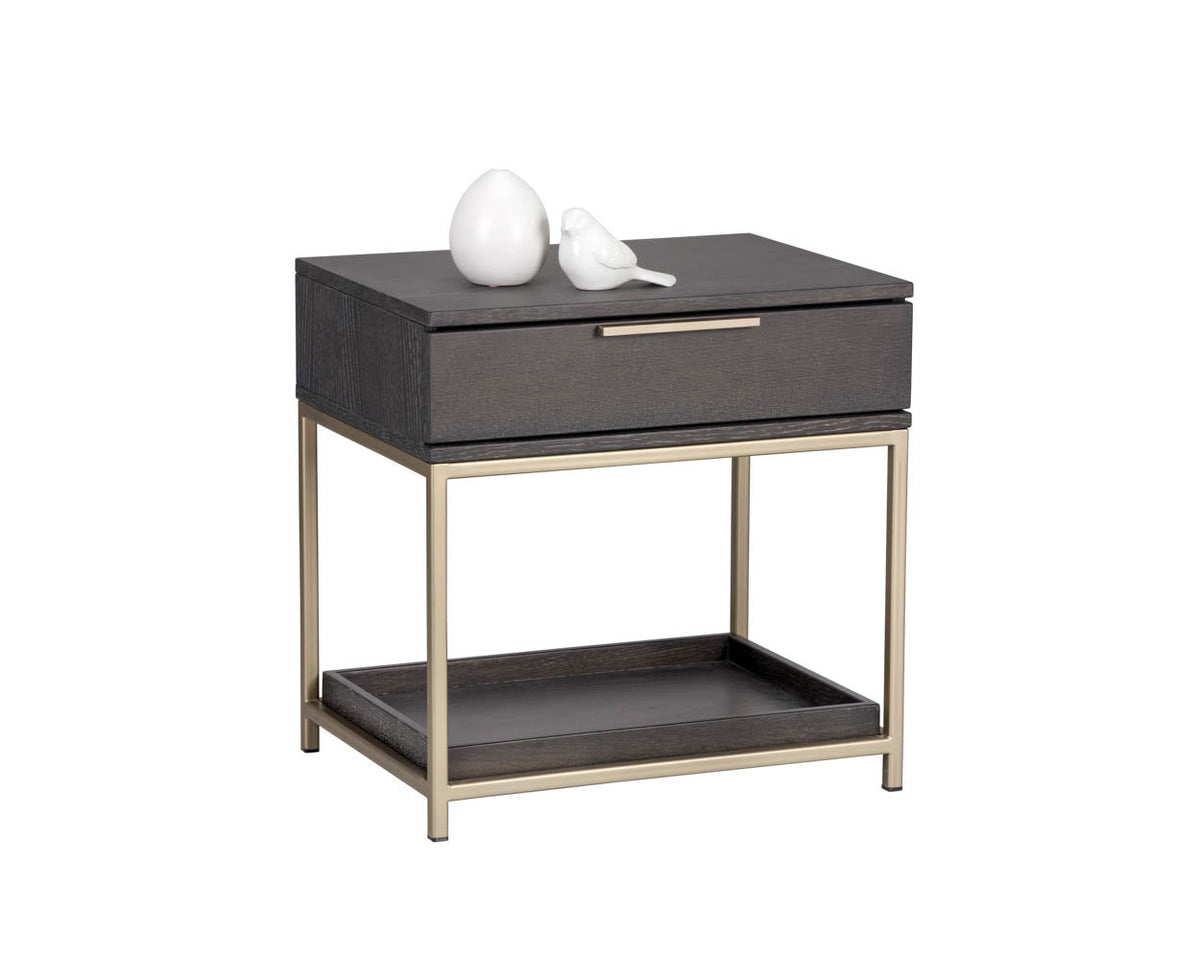 Rebel 23.5" Charcoal Grey & Gold Nightstand