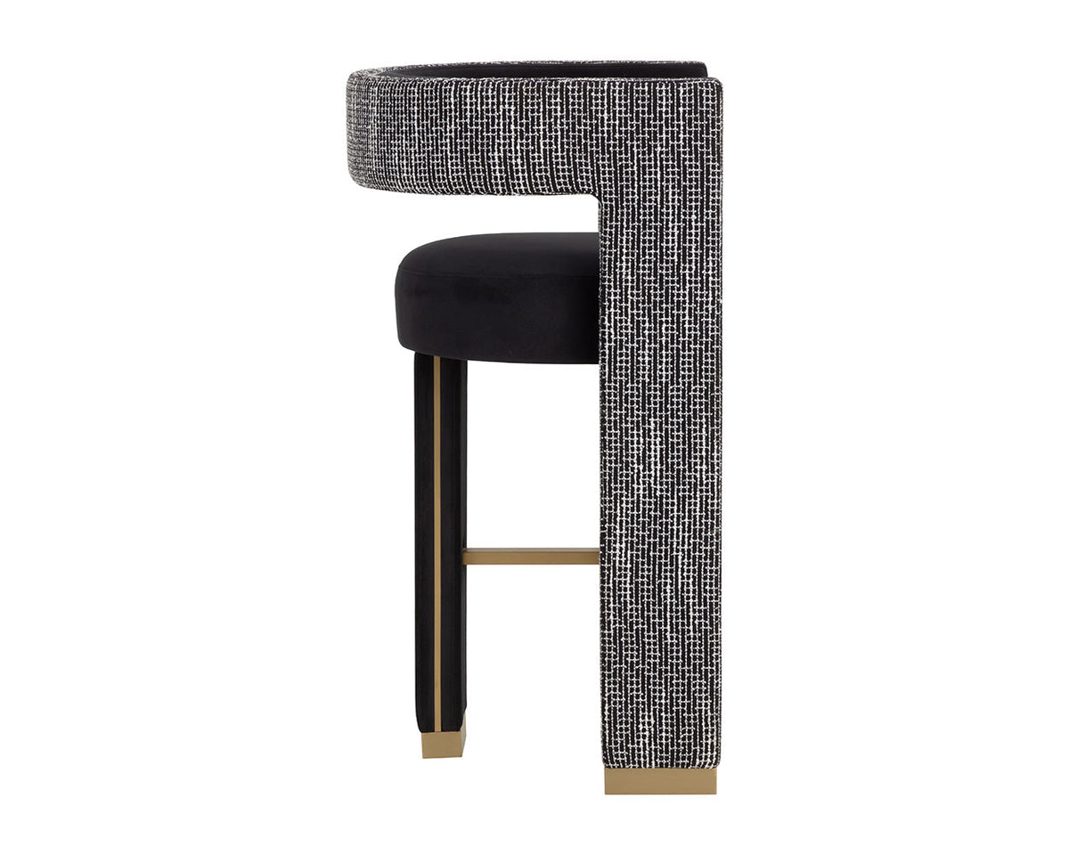 Adamina Black, Night Fabric & Gold Bar Stool