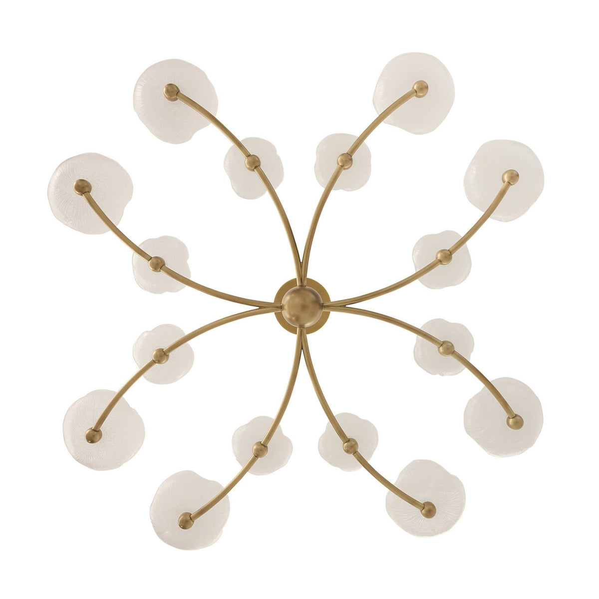 Fleurana 54" White Frosted Seeded Glass & Antique Brass Chandelier