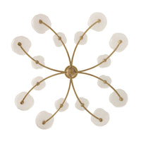 Fleurana 54" White Frosted Seeded Glass & Antique Brass Chandelier
