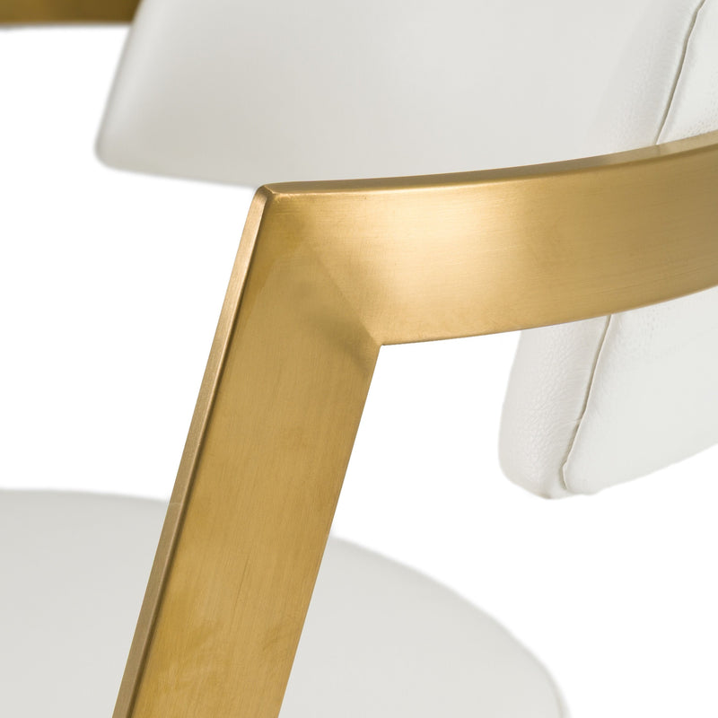 Diana White Leatherette & Gold Counter Stool