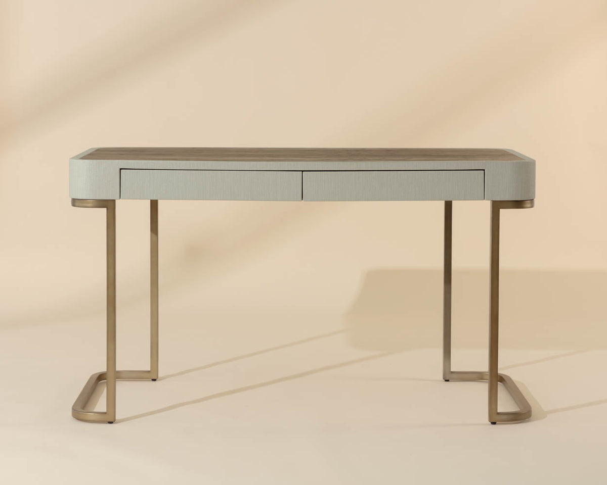 Jamille Cream Faux Leather & Gold Desk