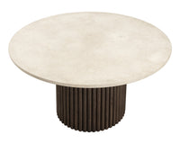 Banyan 59" Round Cream Marble & Fluted Oak Dining Table