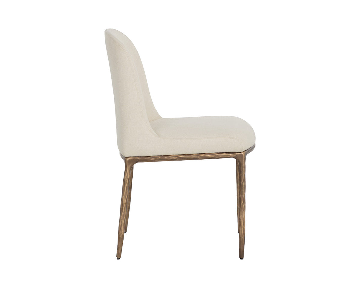 Nestor Cream Performance Fabric & Antique Brass Dining Chair (Set of 2)