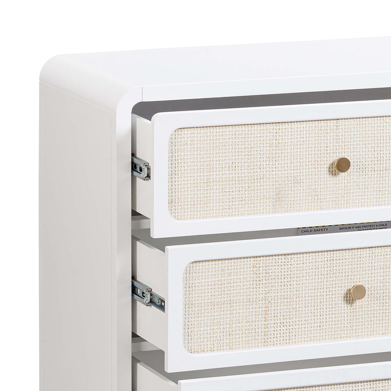 Ameline White Rattan 6 Drawer Dresser