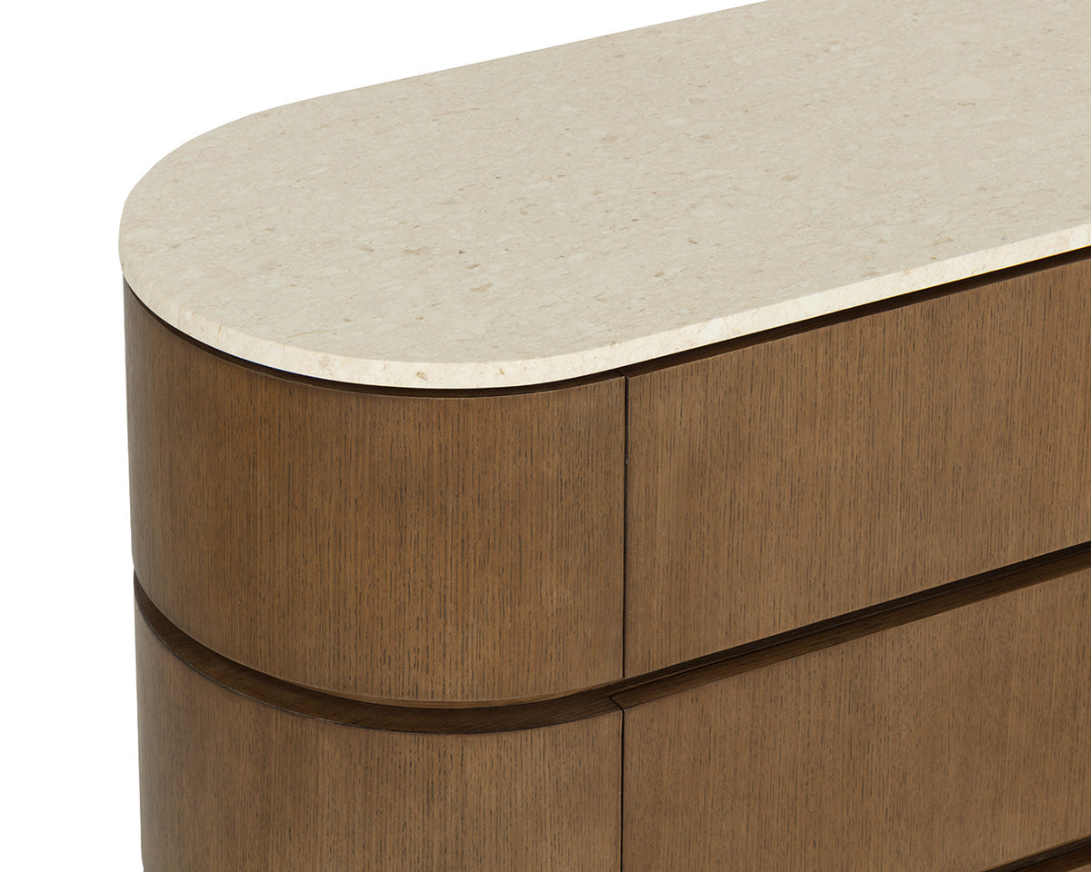Caldora 59" Oak Veneer & Marble Top Dresser