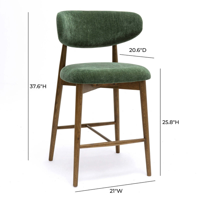 Eloise Forest Green Performance Textured Velvet Counter Stool