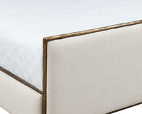 Yasmine Alabaster Performance Fabric & Antique Brass King Bed