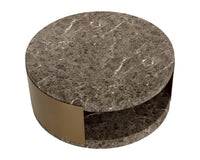 Cavette Dark Emperador Faux Marble & Brass Coffee Table - Indoor/Outdoor