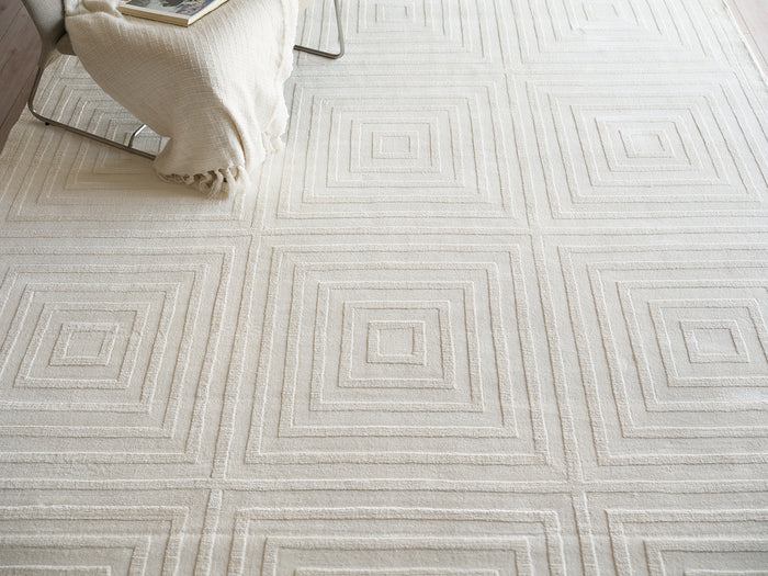 Ollie Modern White Patterned Area Rug - Elegance Collection