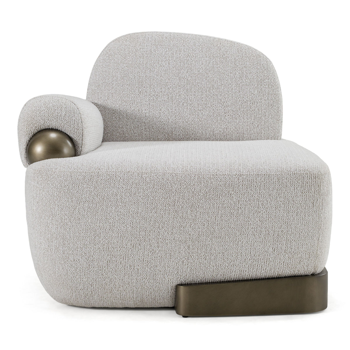 Grace Modern Off-White & Antique Brass Accent Chair