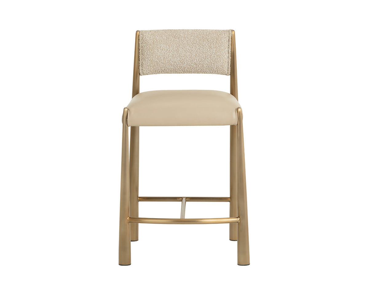 Bayard Oatmeal & Antique Brass Counter Stool