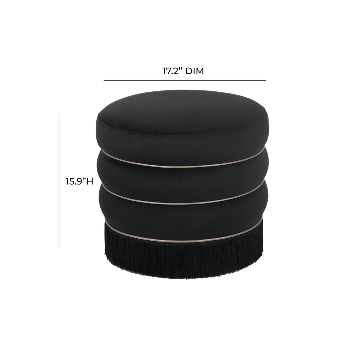 Ettros 17.2" Round Black Performance Velvet Ottoman